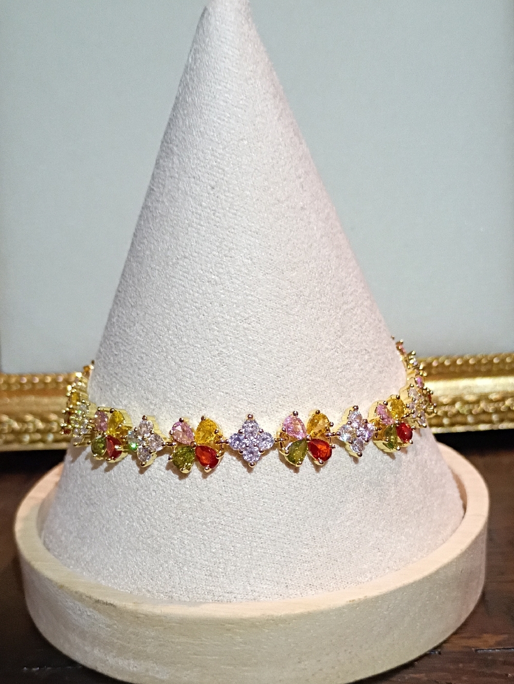 New Gold Tone Multicolor Gem Bracelet